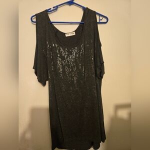 Charcoal Cold Shoulder Blouse